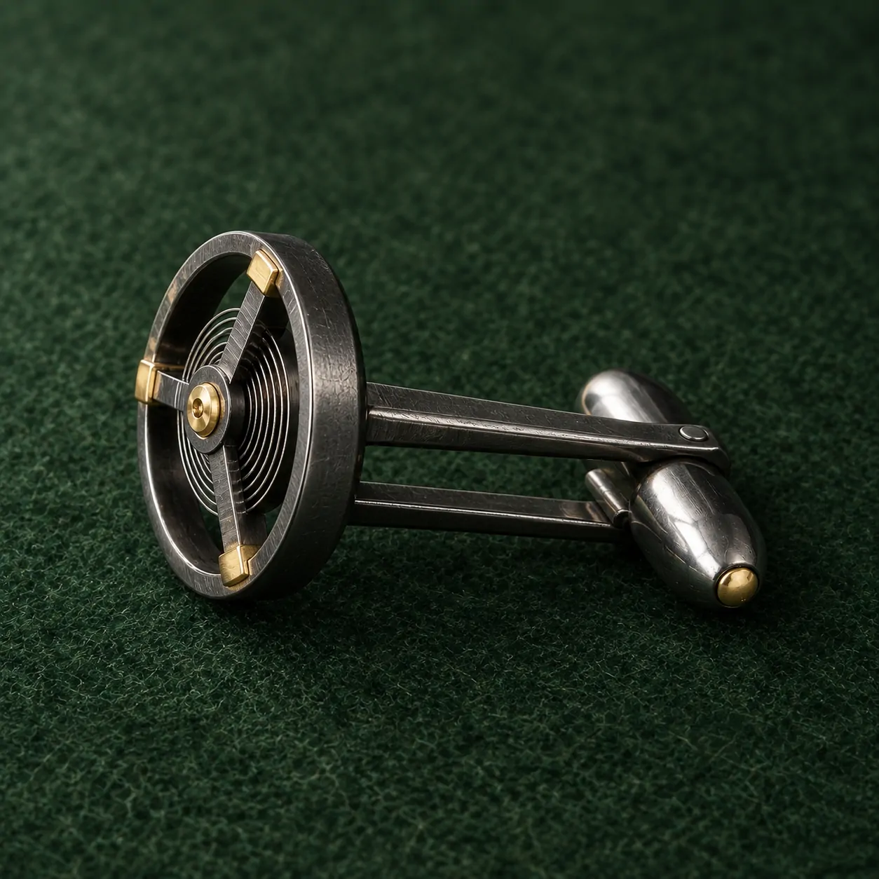Balance Wheel Cufflinks, back and fastening