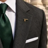 Cantilever Lapel Pin worn with a wedding suit