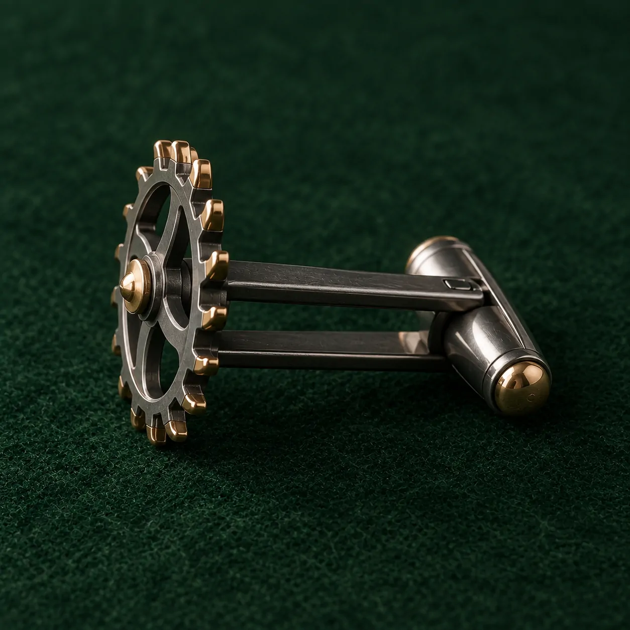 Escapement Wheel Cufflinks, back and fastening