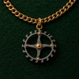 Escapement Wheel Lapel Chain, back and fastening