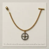 Escapement Wheel Lapel Chain on a millimetre scale card