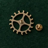 Escapement Wheel Lapel Pin, back and fastening