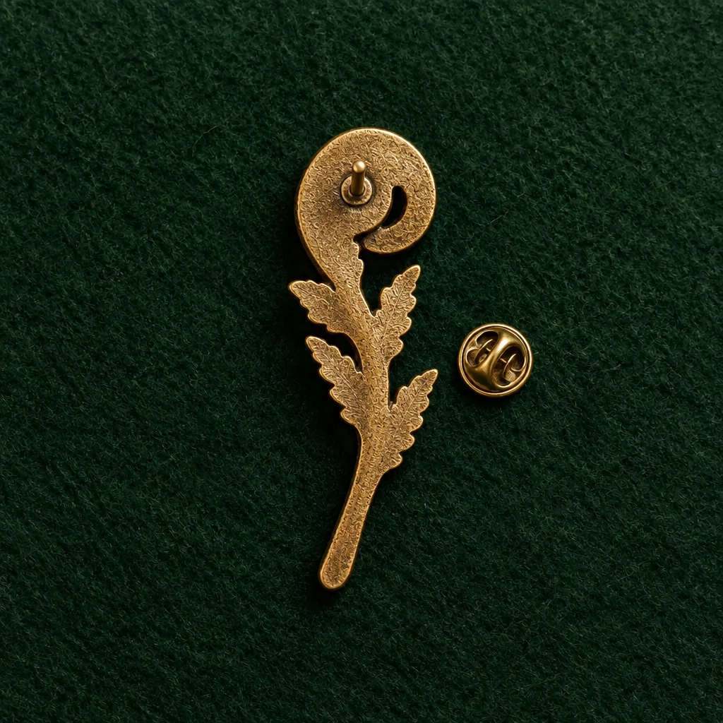 Fern Crozier Lapel Pin, back and fastening