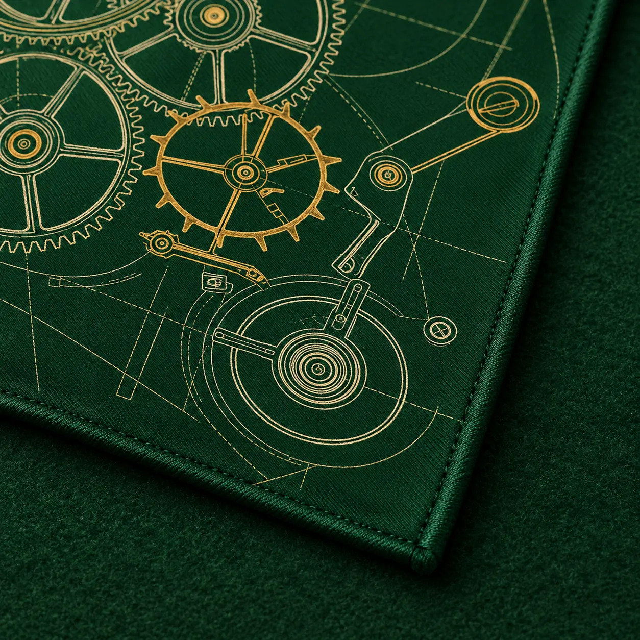 Gear Diagram Pocket Square, back and fastening