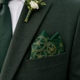 Gear Diagram Pocket Square worn with a wedding suit
