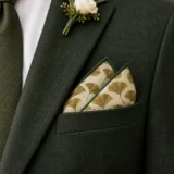 Ginkgo Herbarium Pocket Square båret med bryllupsdragt