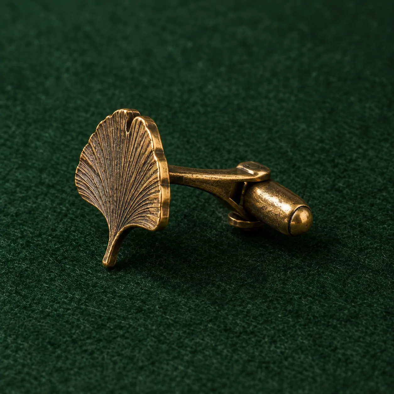 Ginkgo Leaf Cufflinks, back and fastening