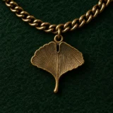 Ginkgo Leaf Lapel Chain, back and fastening