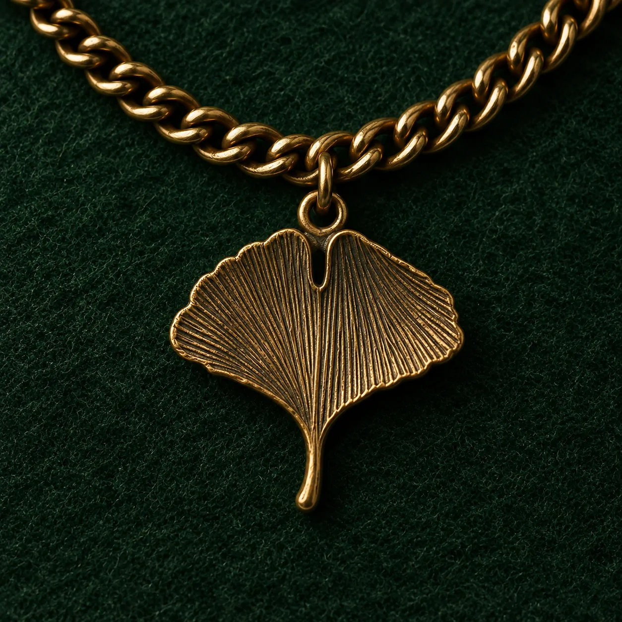 Ginkgo Leaf Lapel Chain, back and fastening