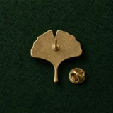 Ginkgo Leaf Lapel Pin, back and fastening