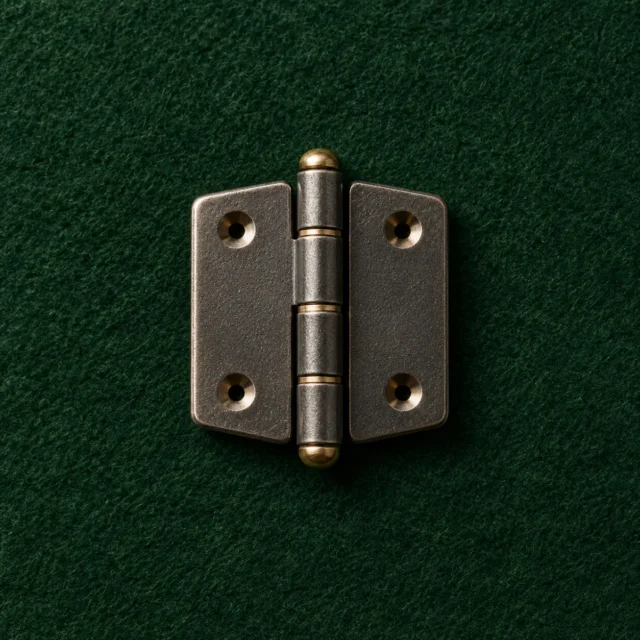 Hinge Lapel Pin, front view on green felt