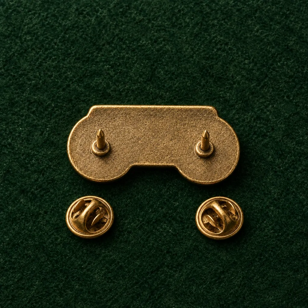 Ionic Volute Lapel Pin, back and fastening