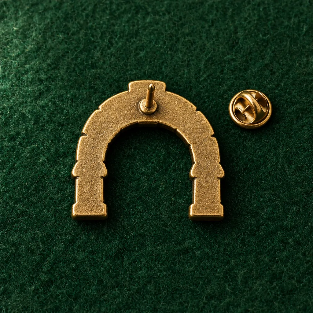 Keystone Arch Lapel Pin, back and fastening