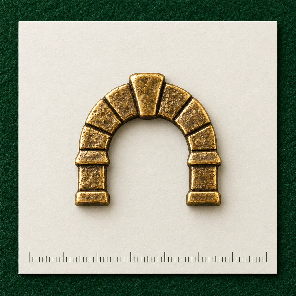 Keystone Arch Lapel Pin on a millimetre scale card