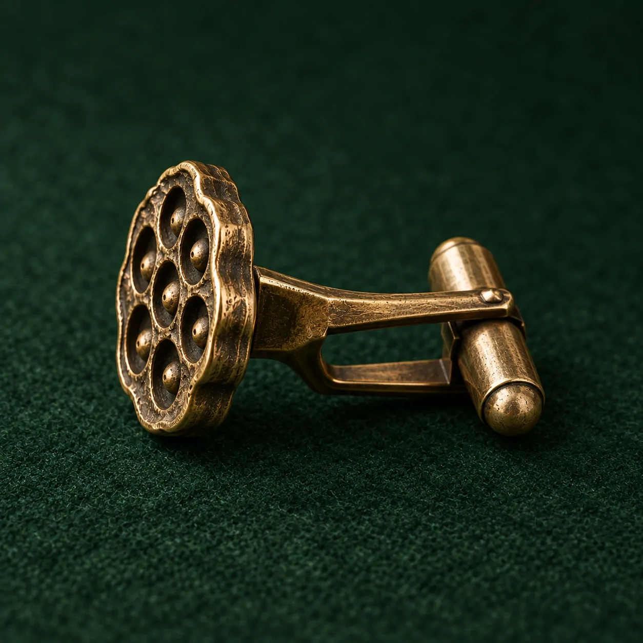 Lotus Pod Cufflinks, back and fastening