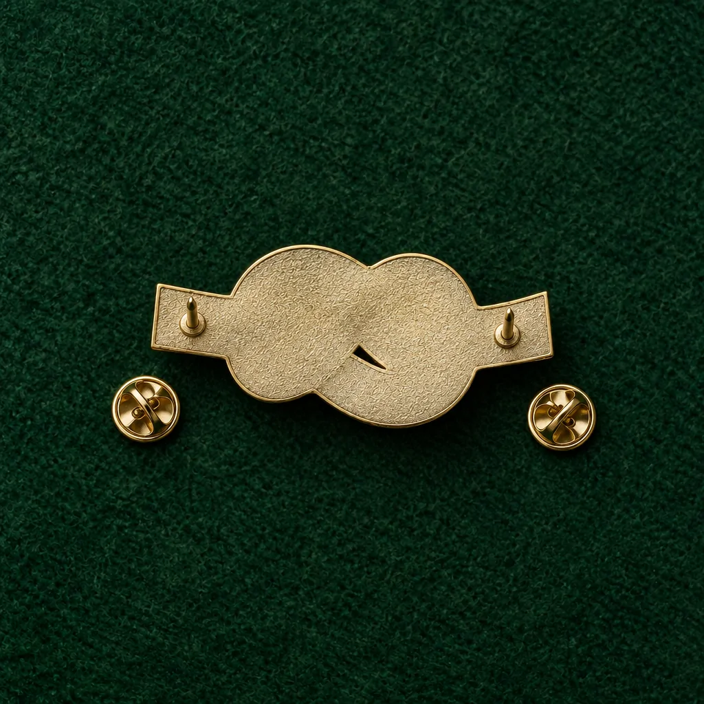 Cast Knot Lapel Pin, back and fastening