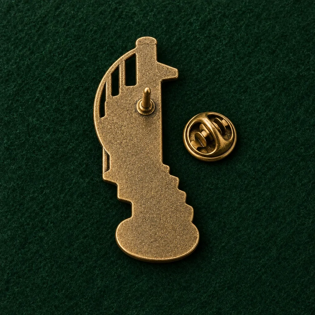 Spiral Stair Lapel Pin, back and fastening