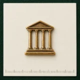 Temple Pediment Lapel Pin on a millimetre scale card