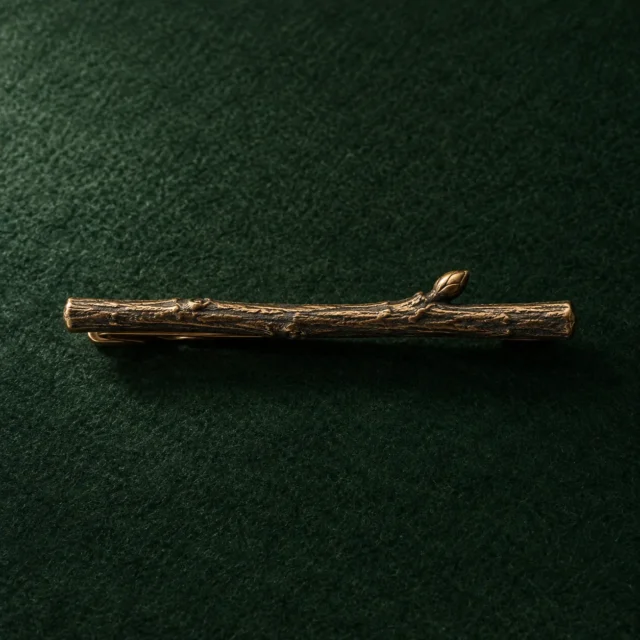 Twig Tie Bar, front view on green felt