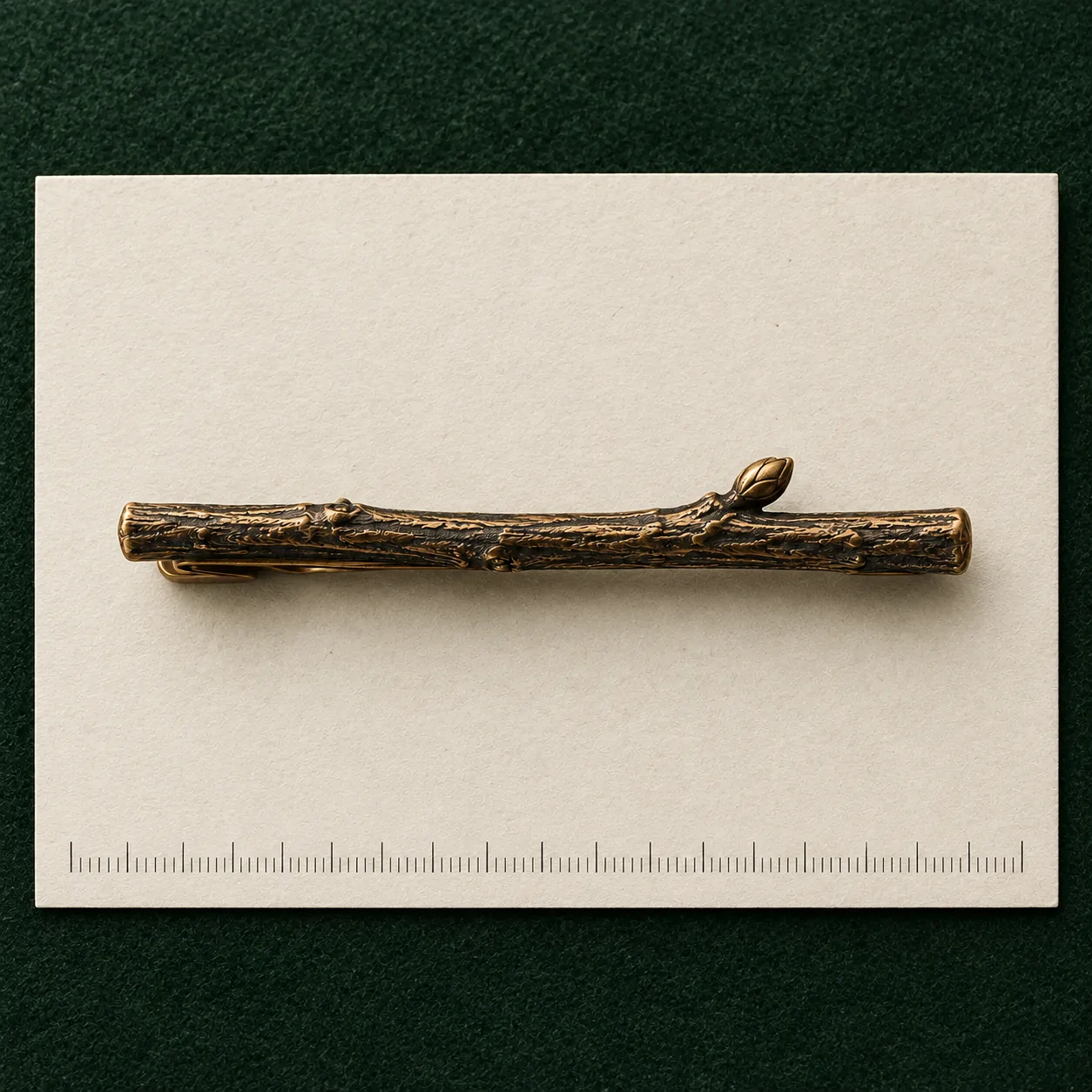 Twig Tie Bar on a millimetre scale card