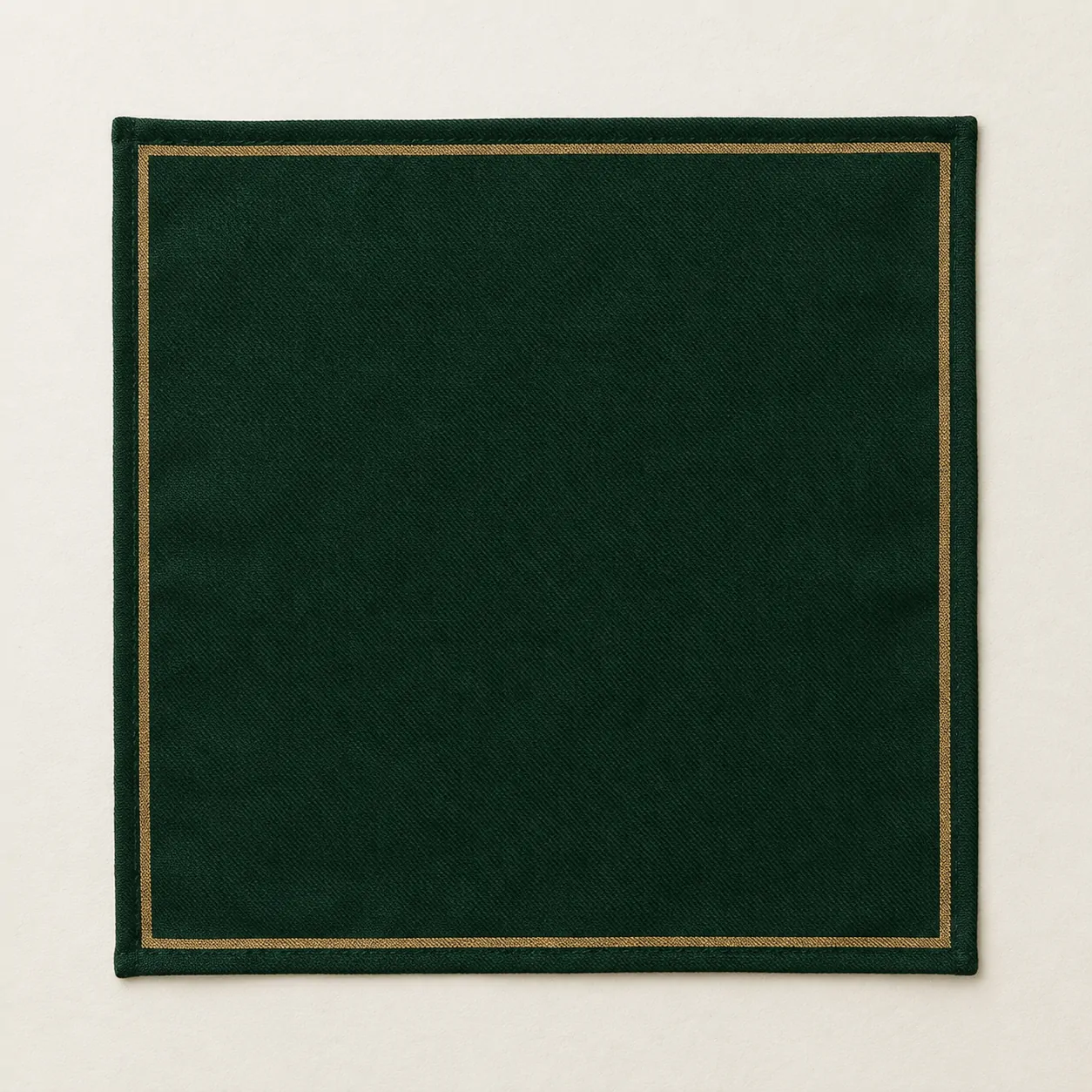 Vitrine Pocket Square, front view on green felt